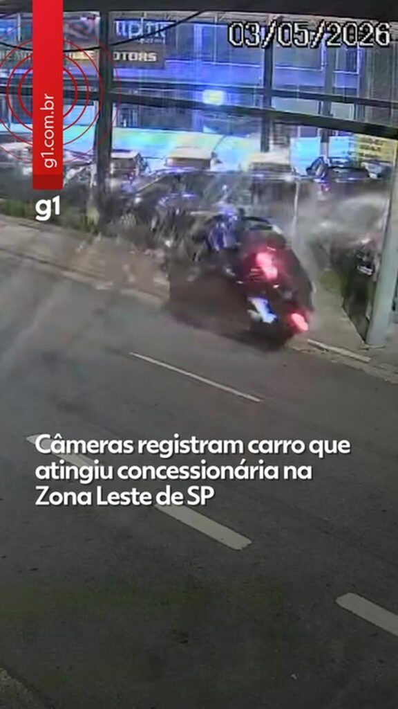 Câmeras registram carro que atingiu concessionária na Zona Leste de SP