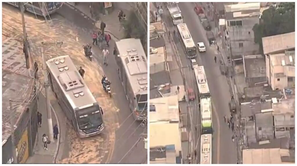 formando fila quilométrica de veículos Reprodução/TV Globo