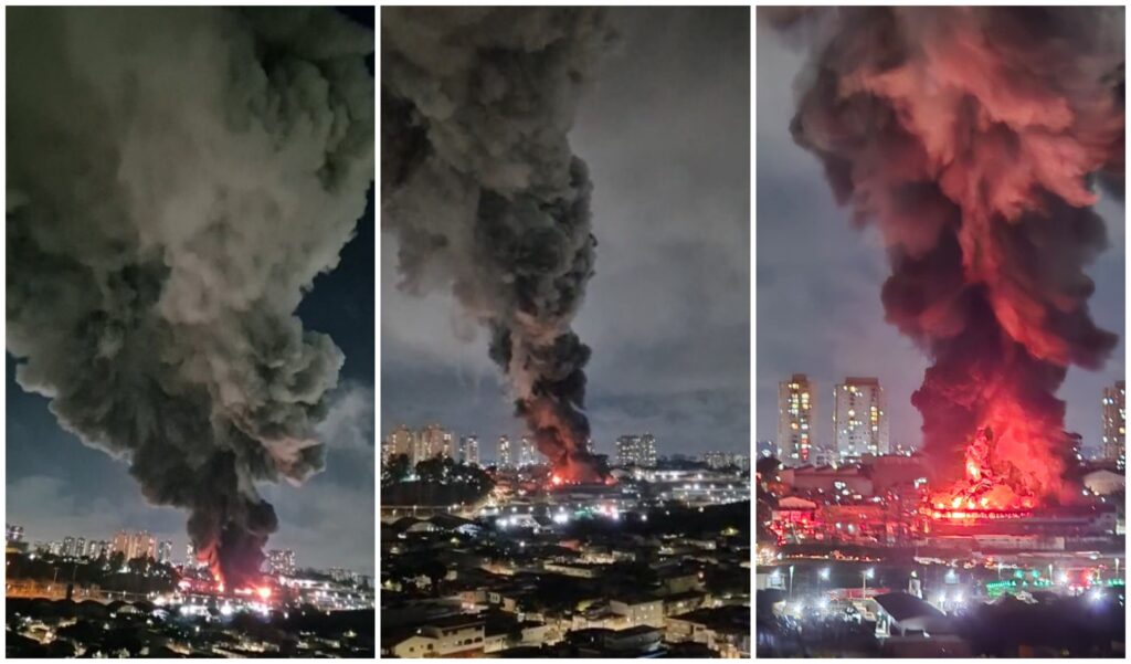 Incêndio atinge imóvel comercial em Guarulhos Reprodução/Globo