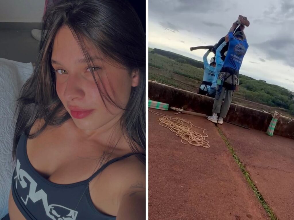 Mulher morre ao ser jogada sem cordas em salto de rope jump Arte/g1