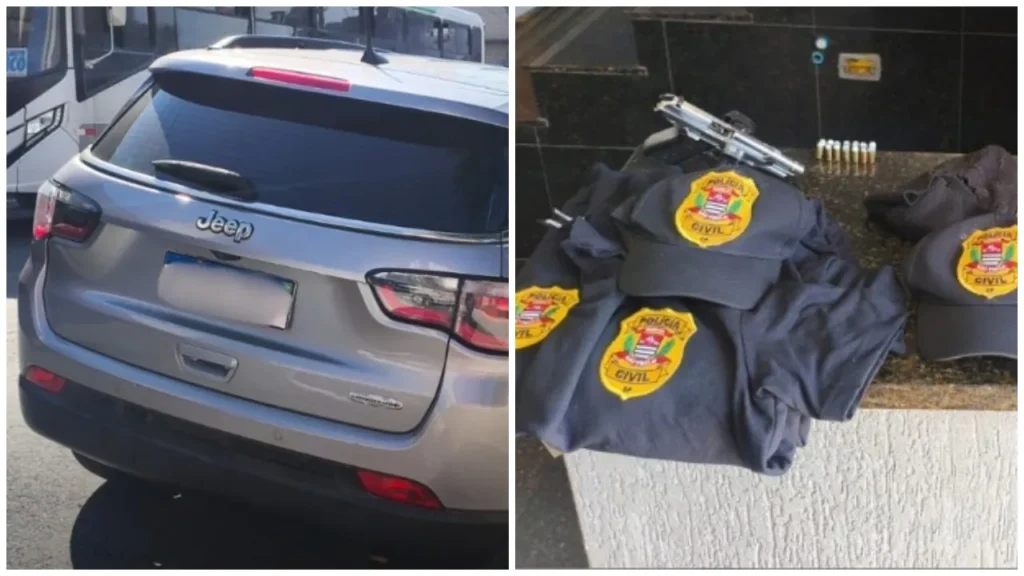 Falsos policiais civis são presos em Guarulhos com uniformes e arma em veículo