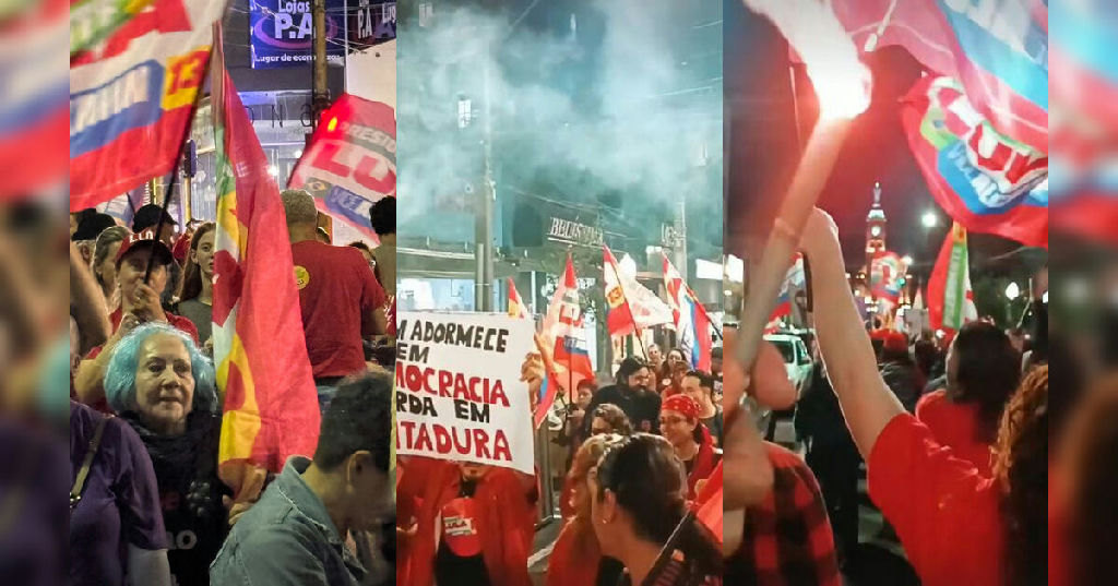 Apoiadores de Lula realizam caminhada noturna pelas ruas centrais de Apucarana