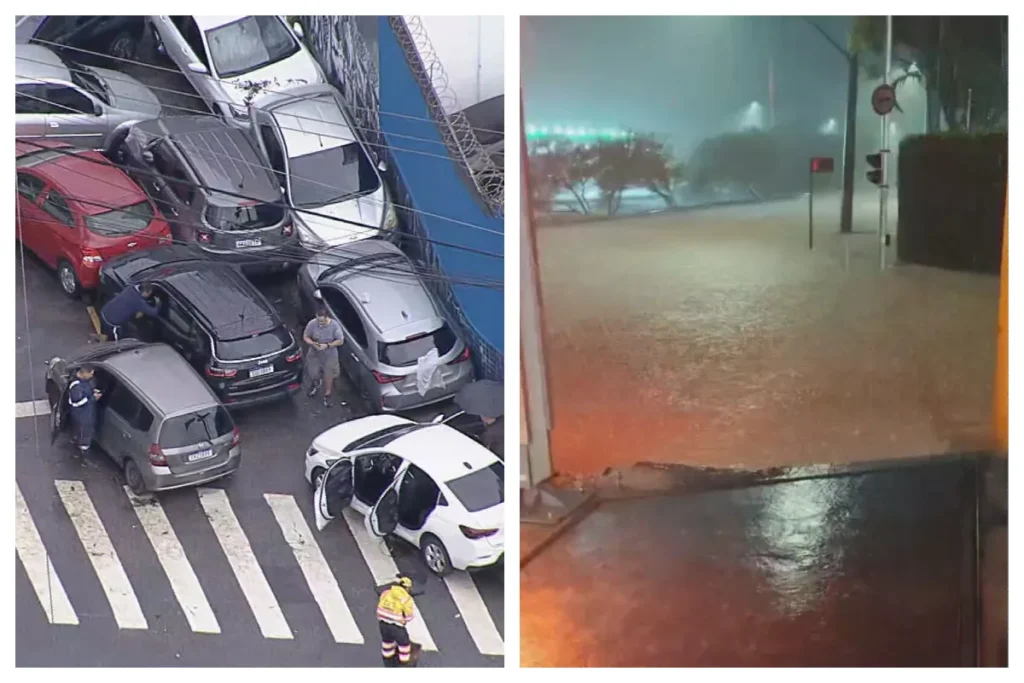 Temporal na Zona Sul de São Paulo deixa rastro de destruição e carros arrastados