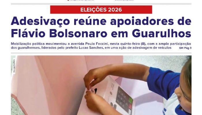 Adesivaço em Guarulhos: apoiadores de Flávio Bolsonaro e prefeito Lucas Sanches mobilizam avenida