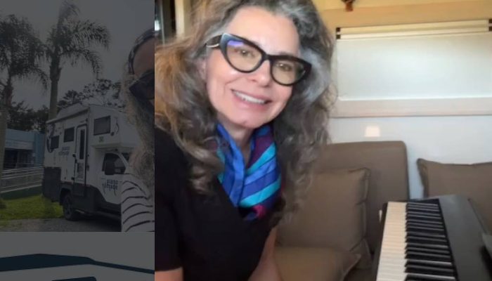 Aos 67 anos, aposentada viaja pela América em motorhome com seu piano