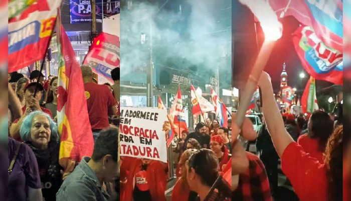 Apoiadores de Lula realizam caminhada noturna pelas ruas centrais de Apucarana