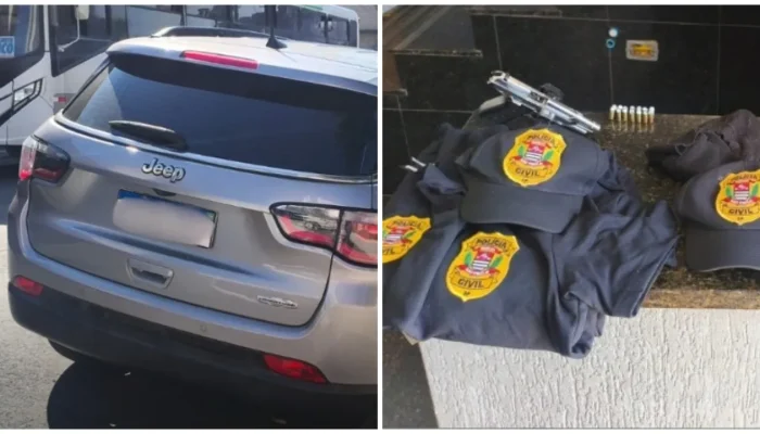 Falsos policiais civis são presos em Guarulhos com uniformes e arma em veículo