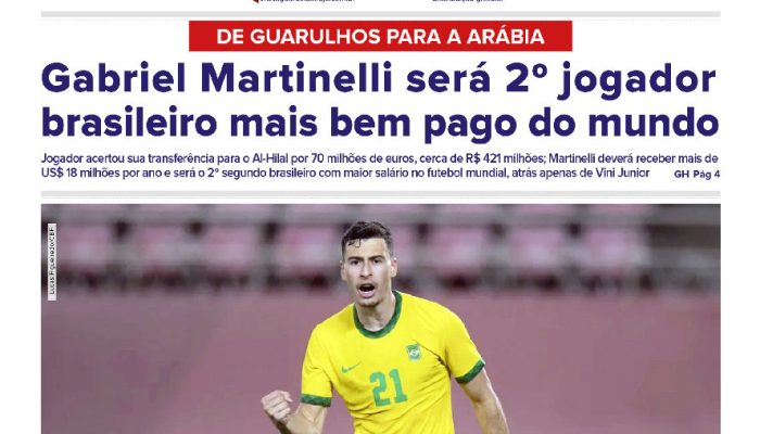Gabriel Martinelli acerta com Al-hilal e se torna o segundo brasileiro mais bem pago do mundo