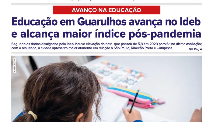 Guarulhos registra avanço histórico no Ideb e supera outras metrópoles na recuperação educacional pós-pandemia