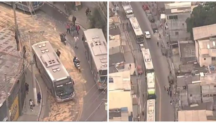 formando fila quilométrica de veículos Reprodução/TV Globo