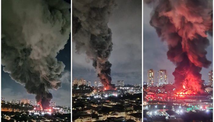 Incêndio atinge imóvel comercial em Guarulhos Reprodução/Globo