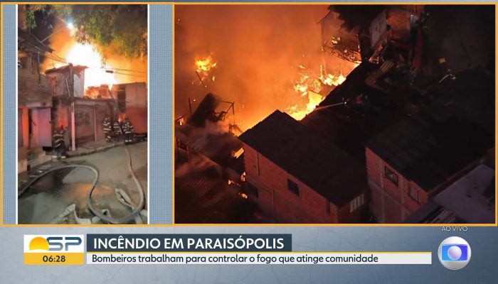 Incêndio atinge Paraisópolis Reprodução/TV Globo