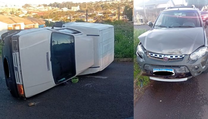 Adolescente fica ferida em Apucarana após Fiorino tombar em colisão com Strada
