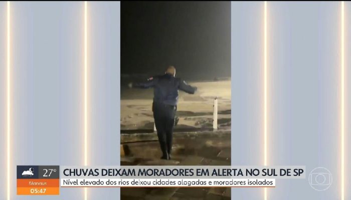Litoral de SP em alerta: Guarda Civil cai em buraco e chuvas intensas causam estragos